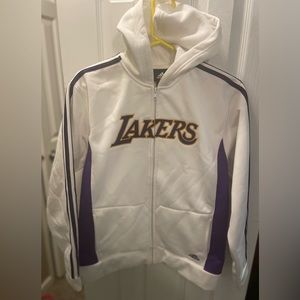 Adidas Large 14/16 Lakers White logo Zip up Hoodie.